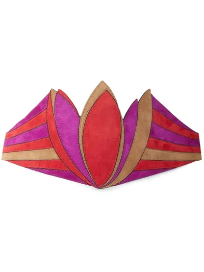 Pucci Flower Panelled Leather Belt In Red