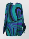 Pucci Flowing Silhouette Silk Twill Dress In Multi