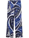 Pucci Fontane-print Silk Trousers In Blau