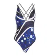 Pucci Fontane Print Swimsuit In Blue