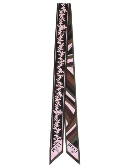 Pucci Foulard Bandeau In Seta Con Mix Di Stampe In Verde