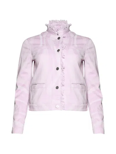 Pucci Frayed-trim Printed Jacket In Pink