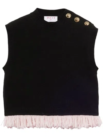 Pucci Fringed Crop Top In Black