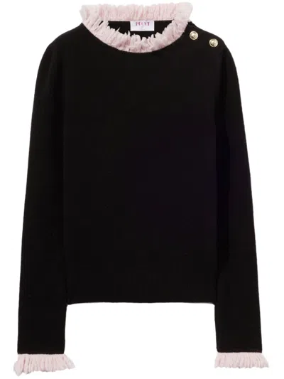 Pucci Fringed Jumper In Black
