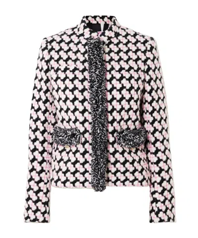 Pucci Fringed Wool-blend Tweed Jacket In Pink