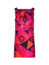 Pucci Fuchsia And Black Occhi-print Silk Twill Mini Dress In Red