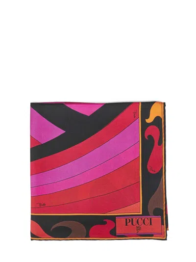 Pucci Fuchsia And Orange Iride-print Silk Twill Scarf In Multi