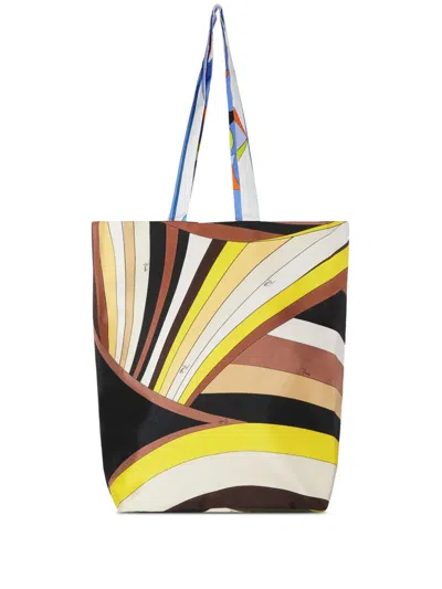 Pucci Gallery Silk-satin Tote Bag In White