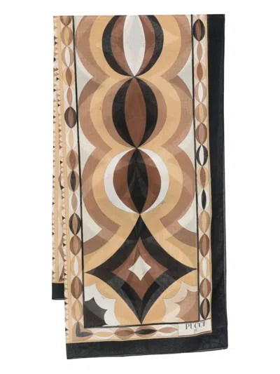 Pucci Geometric-pattern Pareo In Brown