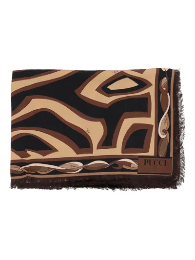 Pucci Geometric-pattern Silk Scarf In Neutral