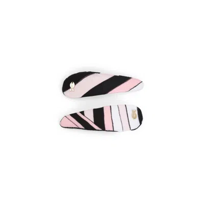 Pucci Geometric Pink And Black Hair Clips In Multicolor