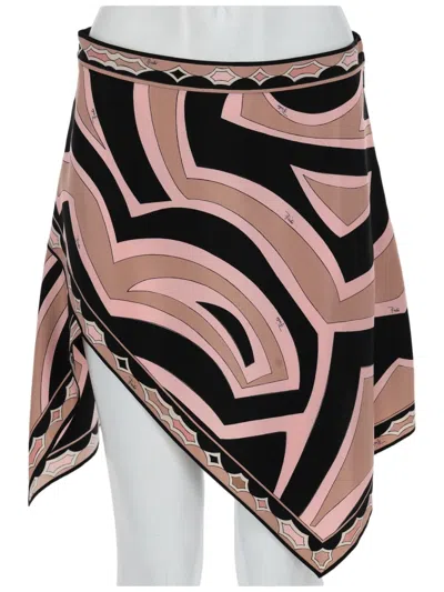 Pucci Geometric Print Asymmetrical Mini Skirt In Black