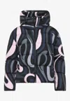 Pucci Hooded Padded Nylon Jacket With Elastic Cuffs In Multi