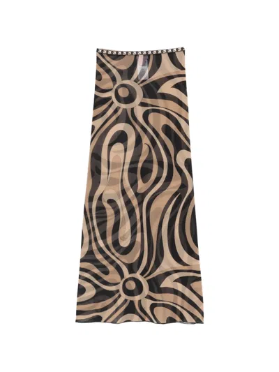 Pucci Geometric Print Maxi Skirt In Neutral