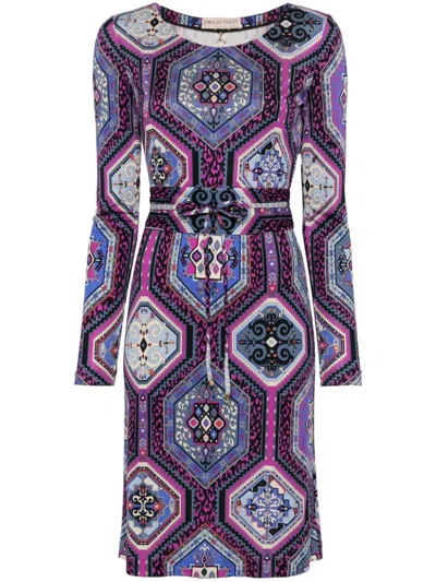 Pucci Geometric-print Midi Dress In 紫色