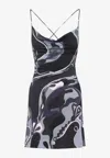 Pucci Spaghetti Strap Mini Dress With Abstract Design In Multi