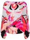 Pucci Geometric-print Silk Top In Pink