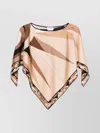 Pucci Geometric Print Silk Top With Boat Neck In Pink