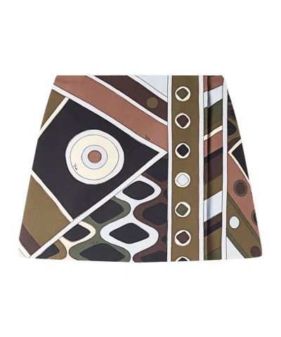 Pucci Printed Wool Mini Skirt In Multi