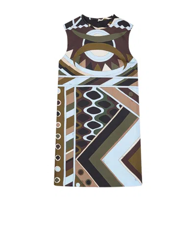 Pucci Geometric Silk Mini Dress In Multi