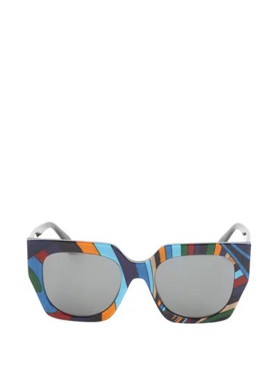 Pucci Geometric-frame Signature-print Sunglasses In Black
