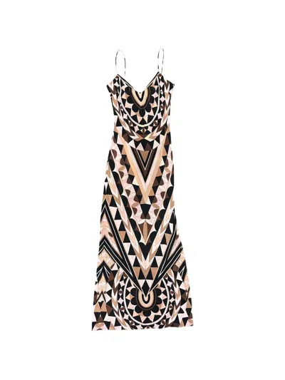 Pucci Geometric-pattern Dress In Neutral