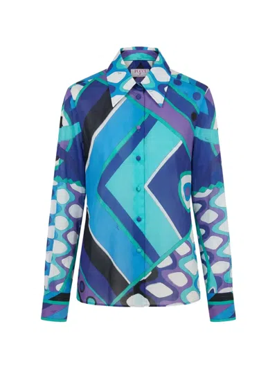 Pucci Geometric-pattern Shirt In Blue