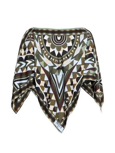 Pucci Geometric-print Blouse In Green