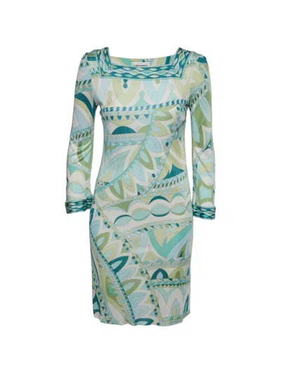 Pre-owned Pucci Geometric-print Mini Dress In Green