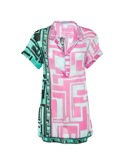 Pre-owned Pucci Geometric-print Sheer Top In Pink