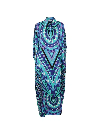 Pucci Geometric-print Silk Maxi Dress In Multi
