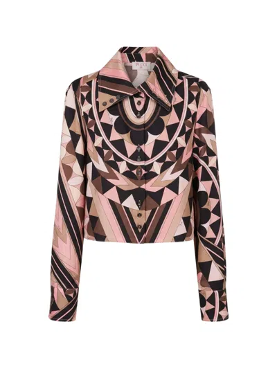 Pucci Geometric-print Silk Shirt In Pink