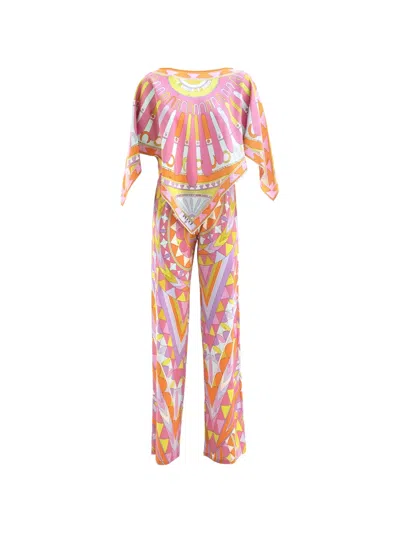 Pucci Geometric-print Trousers In Pink