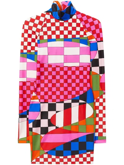 Pucci Giardino-print Mini Dress In Blue