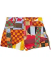 Pucci Giardino-print Panelled Cotton Shorts In Orange