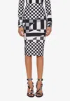 Pucci Giardino Print Pencil Skirt In Monochrome