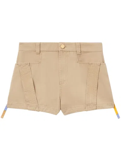 Pucci Giardino-print Trim Cotton Shorts In Neutrals