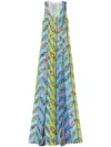 Pucci Girandole-print Mesh Maxi Dress In Blue