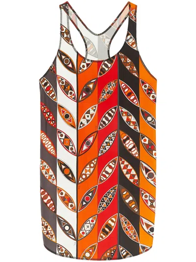 Pucci Girandole-print Tank Top In Orange