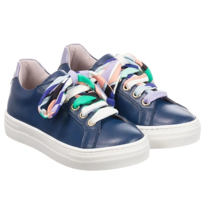 Pucci Kids'  Girls Blue Leather Trainers