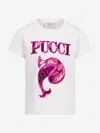 Pucci Girls Fish Logo T-shirt In White