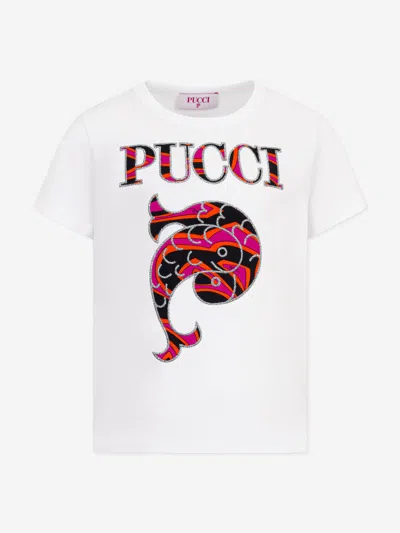 Pucci Babies'  Girls Fish Logo T-shirt In White