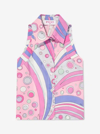 Pucci Kids'  Girls Fontane Print Sleeveless Blouse In Pink
