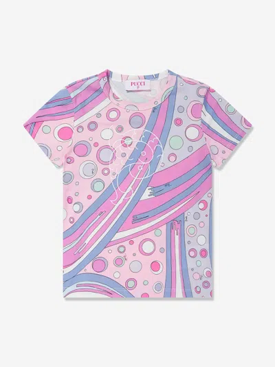 Pucci Kids'  Girls Fontane Print T-shirt In Pink