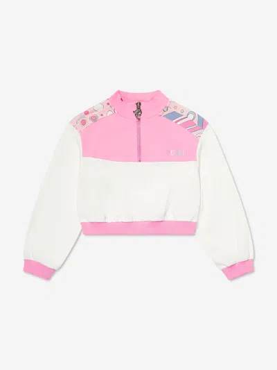 Pucci Kids'  Girls Half Zip Interlock Sweatshirt In Pink