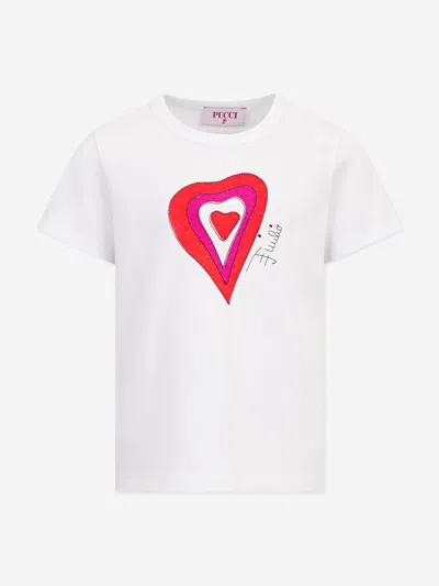 Pucci Babies'  Girls Heart Print T-shirt In White