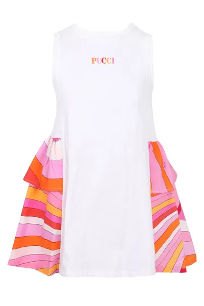 Pucci Girls Jersey Orange White Dress