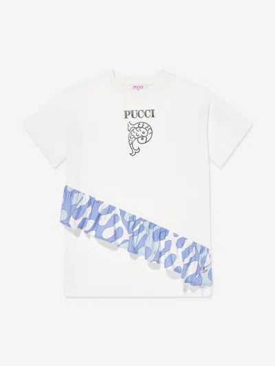 Pucci Babies' Girls Logo Ruffle Jersey Dress In Ivory