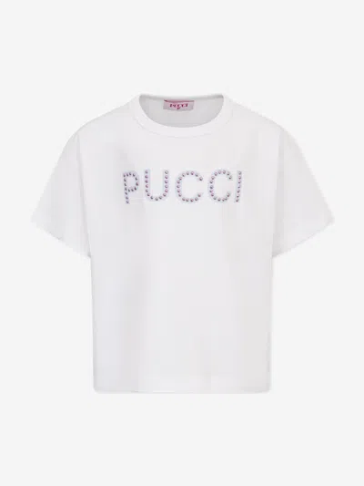 Pucci Babies'  Girls Logo T-shirt In White
