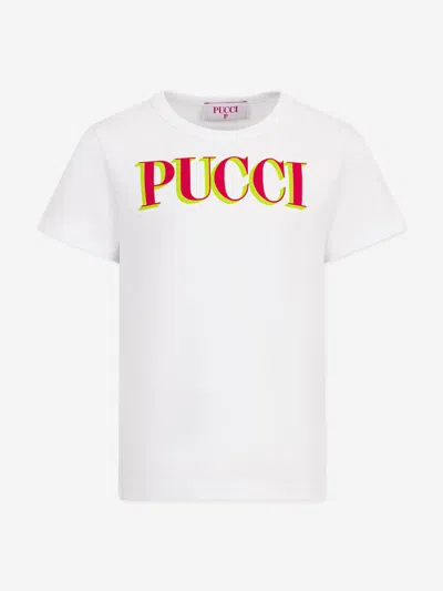 Pucci Babies'  Girls Logo T-shirt In White